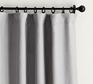 Belgian Flax Linen Drape, Unlined, 50 x 96", Gray - Image 0