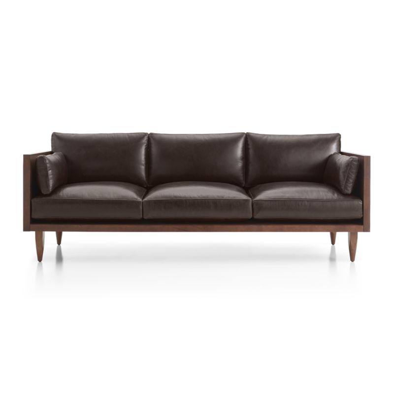 Sherwood Leather 3-Seat Exposed Wood Frame Sofa - Image 1