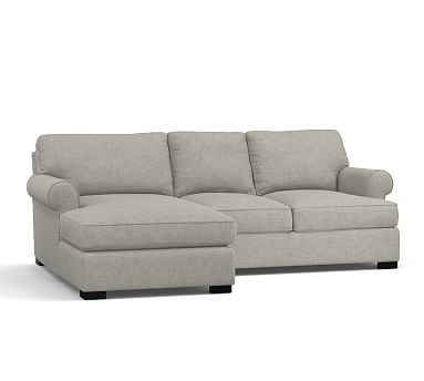 Townsend Roll Arm Upholstered Right Arm Sofa with Chaise Sectional, Polyester Wrapped Cushions, Premium Performance Basketweave Light Gray - Image 2