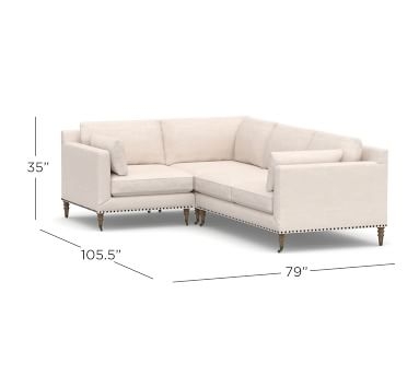 Tallulah Upholstered Left Arm 3-Piece Corner Sectional, Down Blend Wrapped Cushions, Performance Chateau Basketweave Oatmeal - Image 2