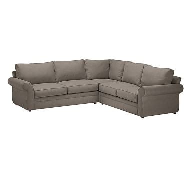 Pearce Roll Arm Upholstered 2-Piece L-Shaped Sectional, Down Blend Wrapped Cushions, Performance Heathered Tweed Graphite - Image 0