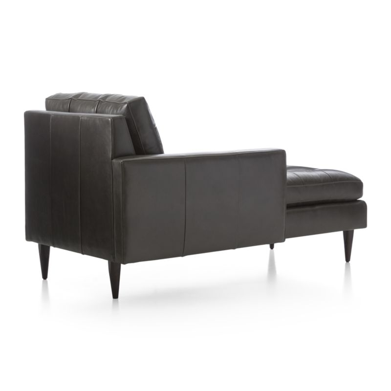 Petrie Leather Left Arm Midcentury Chaise Lounge - Image 3