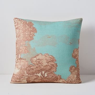 Embroidered Etched Landscape Pillow Cover, 18"x18", Sunstone - Image 0