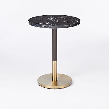Orbit Base Round Bistro Table, Black Marble, Antique Bronze/Blackened Brass - Image 2