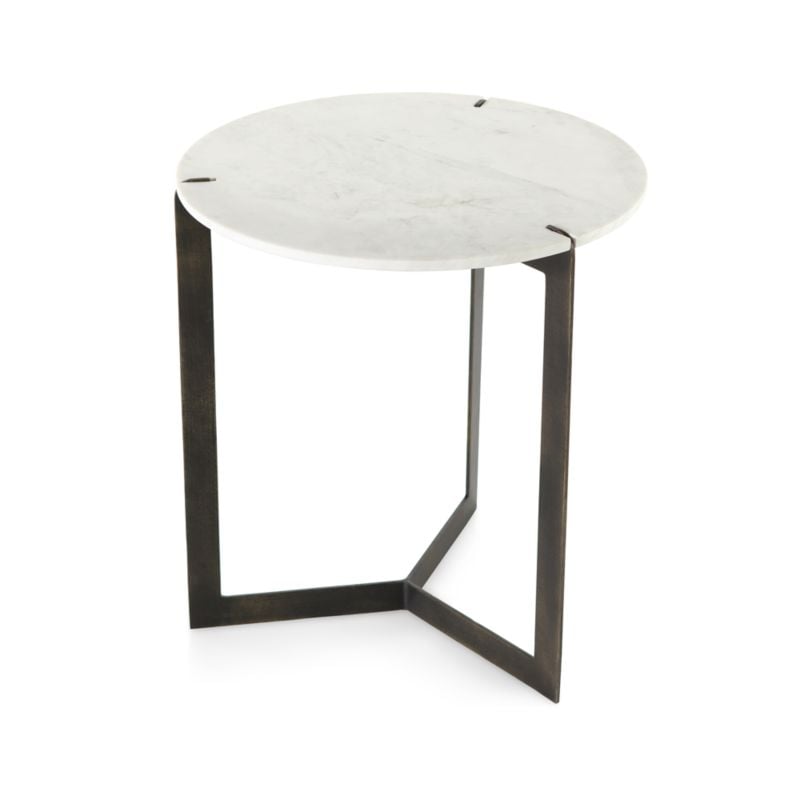 Kace White Marble End Table 20"Wx20"Dx22"H - Image 2