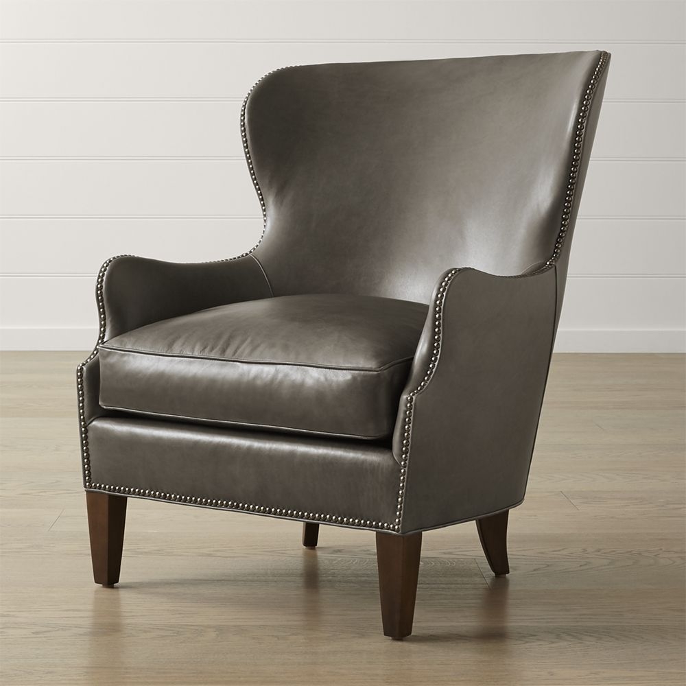 Brielle Nailhead Leather Wingback Chair - Image 0