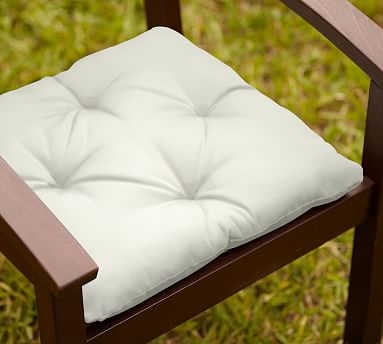 Tufted Dining Chair Cushion, Outdoor Canvas; Natural - Image 0