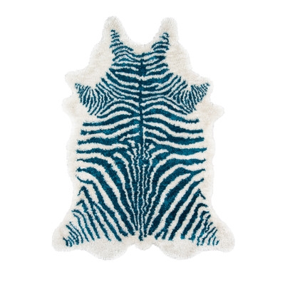 Khalhari Hand-Tufted Faux Cowhide Turquoise Area Rug - Image 0