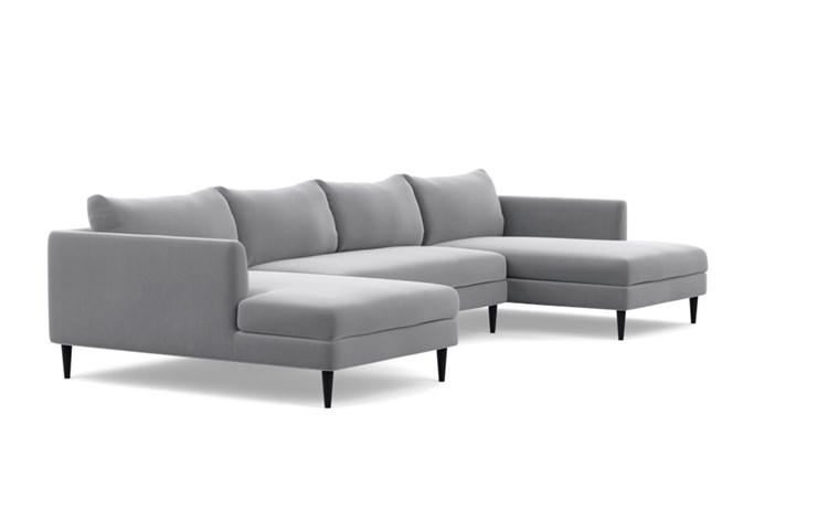 Owens U-Sectional with Elephant Fabric, Painted Black legs, and Bench Cushion - Image 1