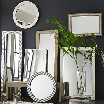 Parson's Wall Mirror, Round, Bone Inlay Frame - Image 3