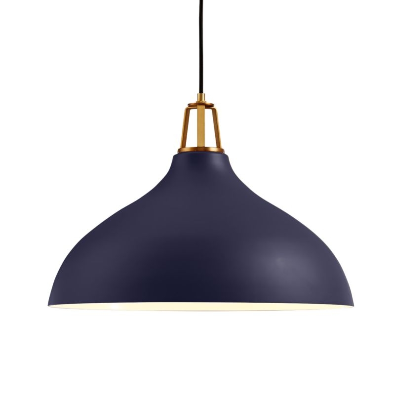 Maddox Navy Bell Large Pendant Light with Brass Socket - Image 7