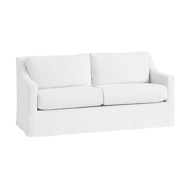 York Slope Arm Slipcovered Sofa 81" 2x2, Down Blend Wrapped Cushions, Performance Twill Warm White - Image 3