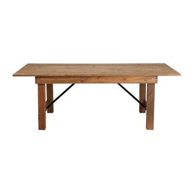 Loon Peak Rectangular Antique Rustic Solid Pine Folding Farm Table - Image 0