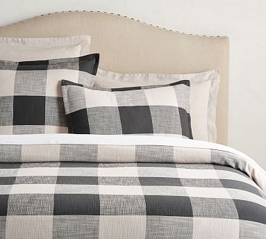 Bryce Buffalo Check Cotton Duvet Cover, Full/Queen, Charcoal - Image 2