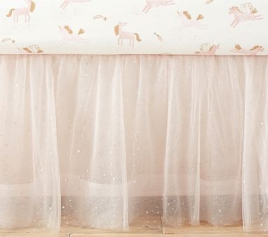Shimmer Tulle Crib Skirt, Cribskirt, Blush - Image 0