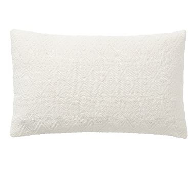 Washed Linen Diamond Lumbar Pillow Cover, 16 x 26", Ivory - Image 0