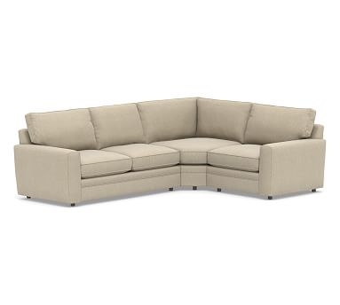 Pearce Square Arm Upholstered Left Arm 3-Piece Wedge Sectional, Down Blend Wrapped Cushions, Sunbrella(R) Performance Chenille Cloud - Image 0