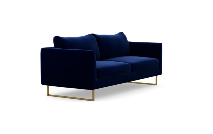 Owens Sofa with Blue Bergen Blue Fabric and Matte Brass legs - Image 1