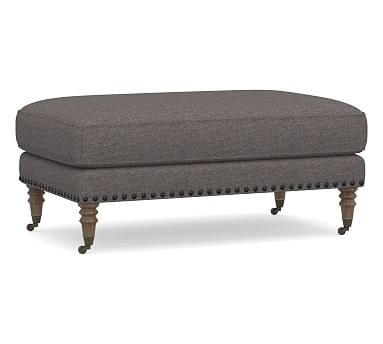 Tallulah Upholstered Ottoman, Polyester Wrapped Cushions, Brushed Crossweave Charcoal - Image 0