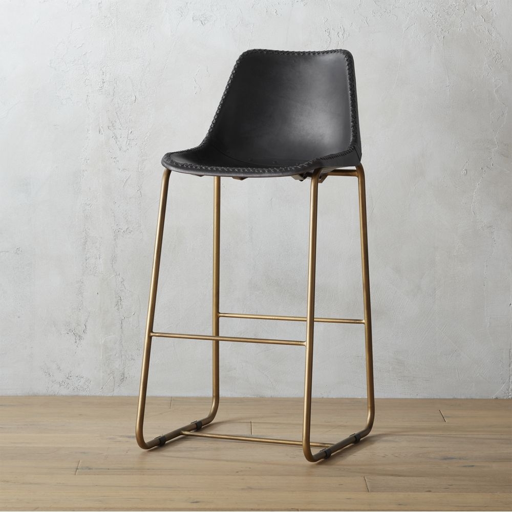 roadhouse black leather 30" bar stool - Image 0