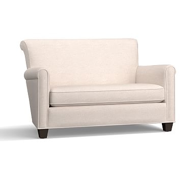 Irving Upholstered Settee without Nailheads, Polyester Wrapped Cushions, Twill Cream - Image 0