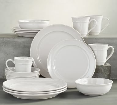 Cambria Dinnerware, 11 3/4" Dinner Plate 16-Piece Soup Bowl Set, Stone - Image 2