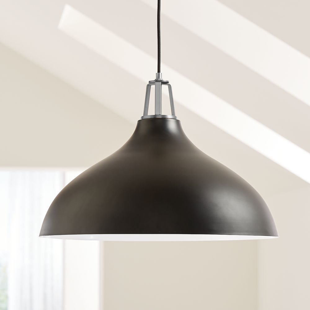 Maddox Black Bell Large Pendant Light with Nickel Socket - Image 0