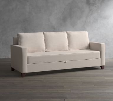 Cameron Square Arm Upholstered Sofa 86" 3-Seater, Polyester Wrapped Cushions, Textured Twill Light Gray - Image 1