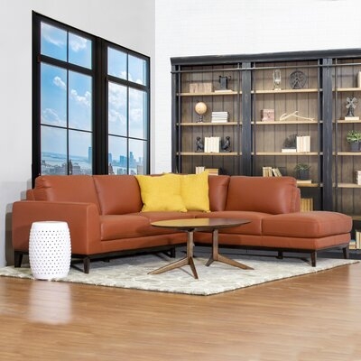 Lorimer Grey Leather Sectional Sofa Left Facing - Image 0
