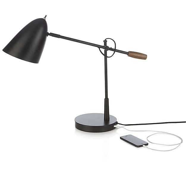 Morgan Black Metal Desk Lamp with USB Port - Image 8