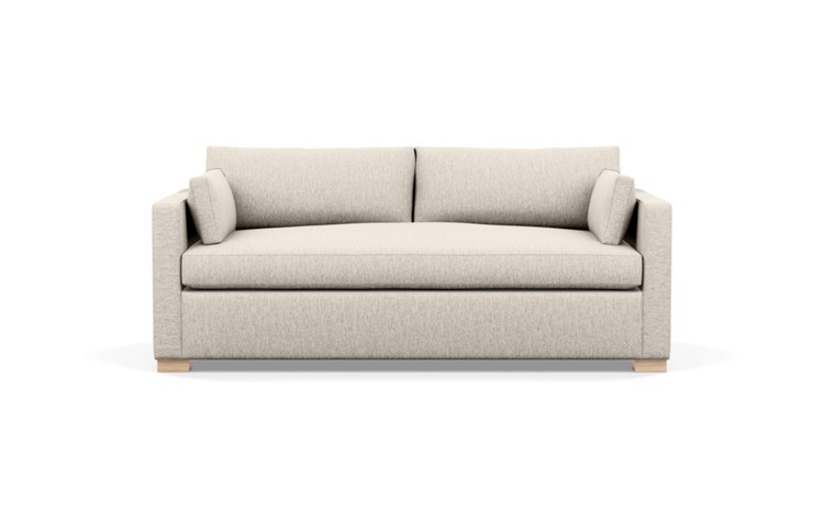Charly Sofa with Wheat Fabric, Natural Oak legs, and Bench Cushion - Image 0