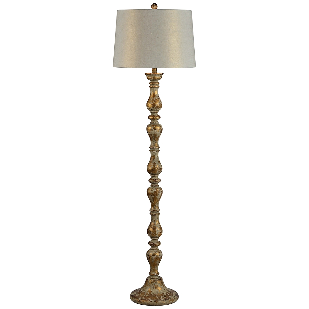 Virginia Gold and Cream Column Rustic Luxe Floor Lamp - Image 0