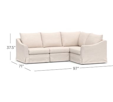 SoMa Brady Slope Arm Slipcovered 4-Piece Reversible Sectional, Polyester Wrapped Cushions, Textured Twill Light Gray - Image 2