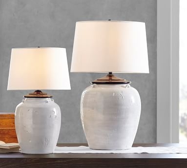 Courtney Ceramic 22" Table Lamp, Small Ivory Base with Small Tapered Gallery Shade, Sand - Image 1