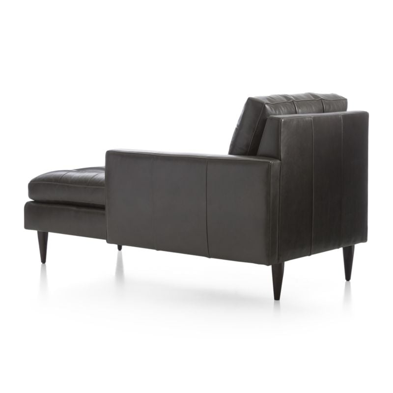 Petrie Leather Right Arm Midcentury Chaise Lounge - Image 3