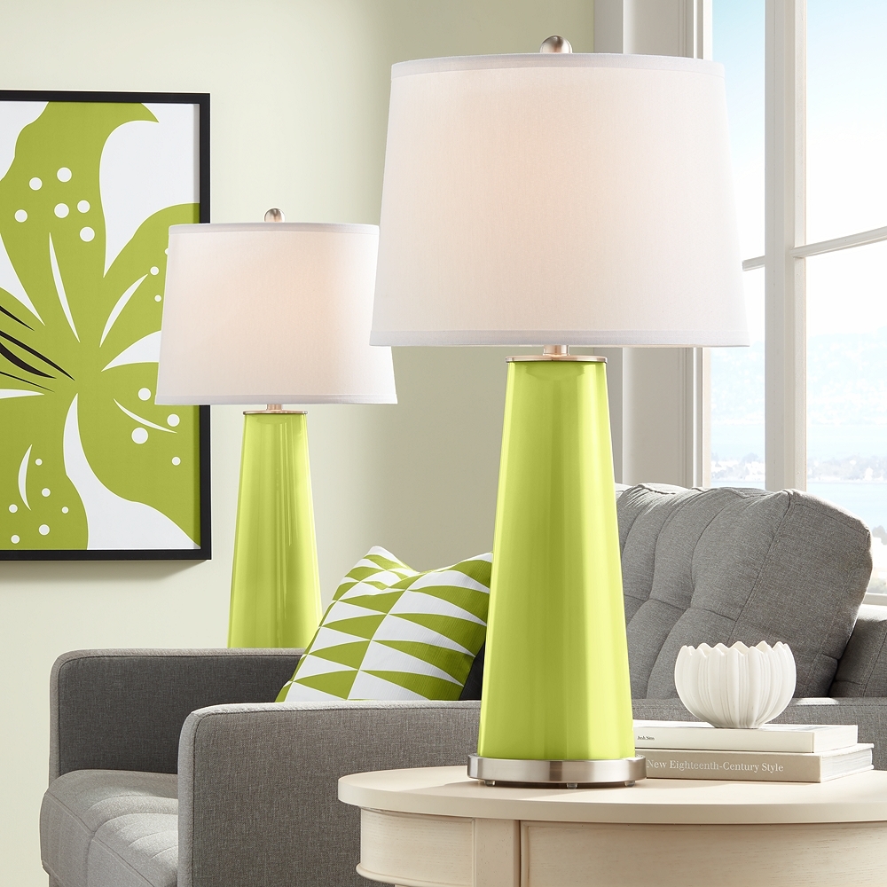 Color Plus Leo 29 1/2" Parakeet Green Glass Table Lamps Set of 2 - Image 0