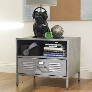 Locker Nightstand, Galvinized Gray Metal - Image 2