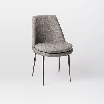 Finley Low-Back Upholstered Dining Chair, feather grey, tweed, gunmetal leg - Image 2