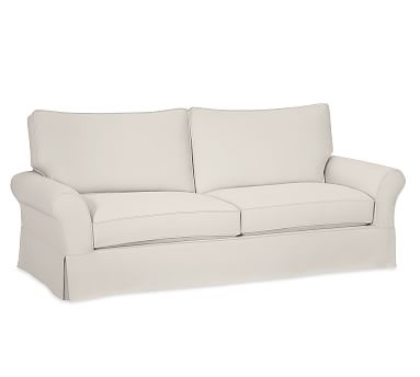 PB Comfort Roll Arm Slipcovered Grand Sofa 92", 2X2, Box Edge, Memory Foam Cushions, Performance Everydaylinen(TM) Ivory - Image 0