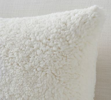 Faux Sheepskin Pillow, 16x26", Ivory - Image 1