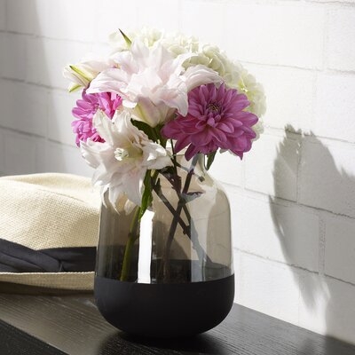 Scott Living Luxe Glass Shoulder Vase, 7-Inch, Smoke - Image 0