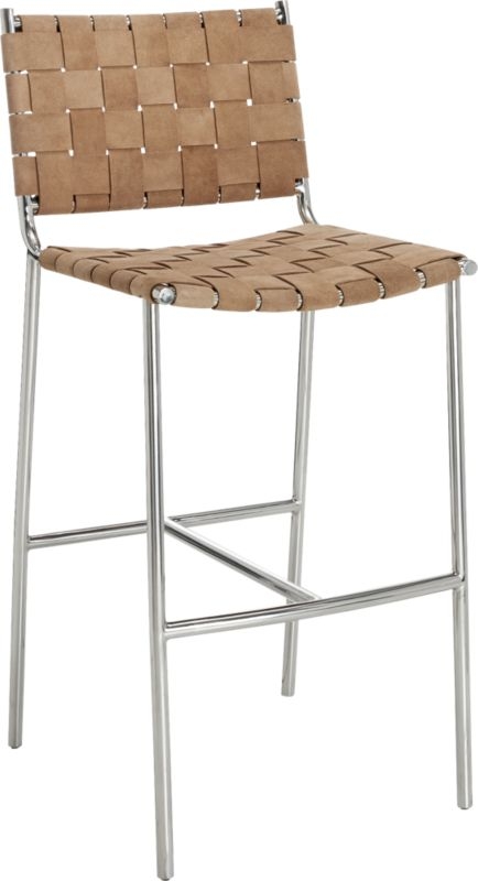 Woven Brown Suede Bar Stool 30" - Image 8