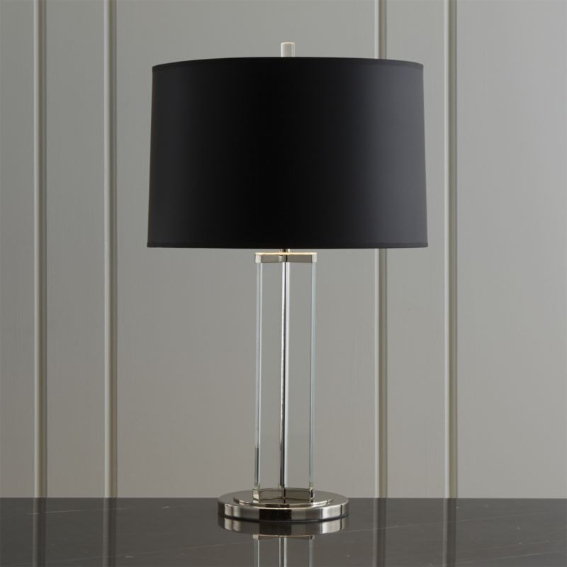 Gleam Crystal/Nickel Black Shade Table Lamp - Image 1