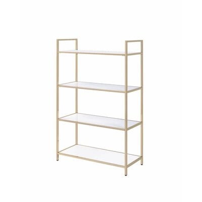Book Case With 4 White High Gloss Shelves In Gold Finish - Image 0