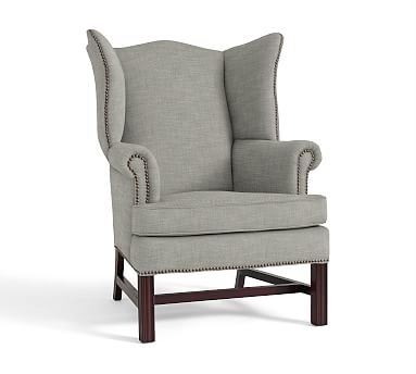 Thatcher Upholstered Armchair, Polyester Wrapped Cushions, Premium Performance Basketweave Light Gray - Image 2
