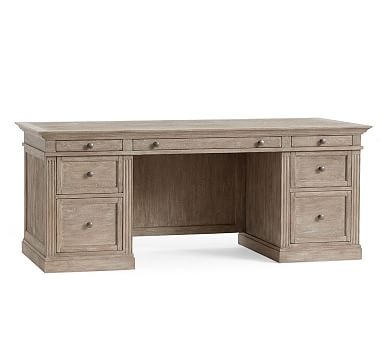Livingston 75" Executive Desk with Drawers, Gray Wash - Image 0
