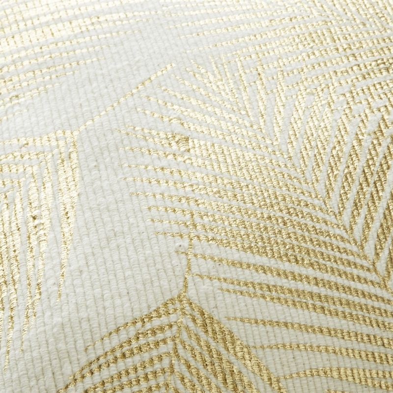 "16"" Gold and White Palm Leaf Pillow with Down-Alternative Insert" - Image 4