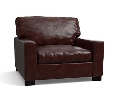Turner Square Arm Leather Grand Armchair 43", Down Blend Wrapped Cushions, Signature Espresso - Image 2