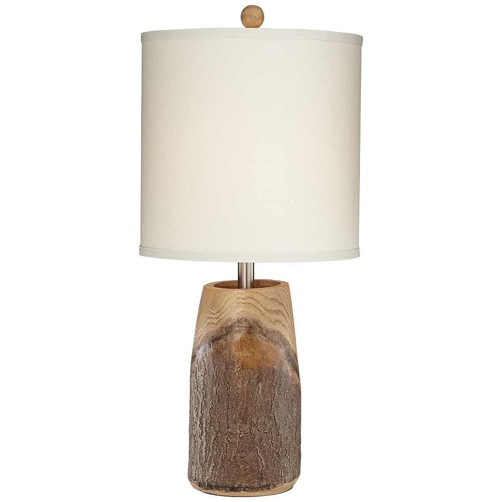 Scarlet Faux Brown Wood Table Lamp - 28"H - Image 0