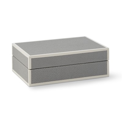 Faux Shagreen Box, Grey, Small - Image 0